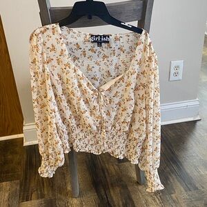 Floral Print Women's Top - Cream